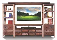 Antique Red Pine 4 Piece Entertainment Center