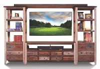 Rustic 4 Piece Red Pine Entertainment Center - Antique