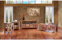 Rustic 8 Drawer Pine Lift Top Coffee Table - Antique-2