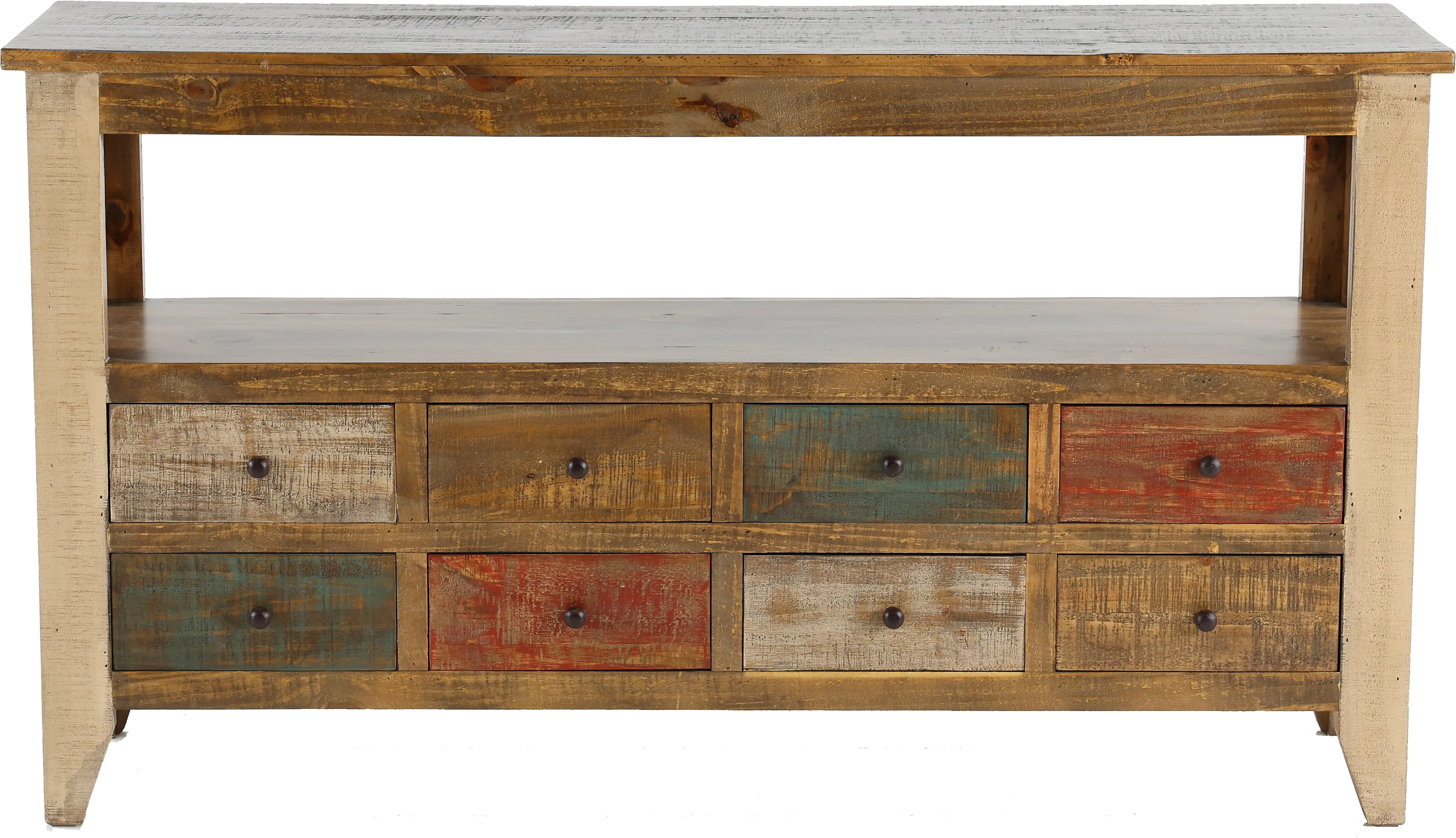 Antique Rustic Pine Console Table-1