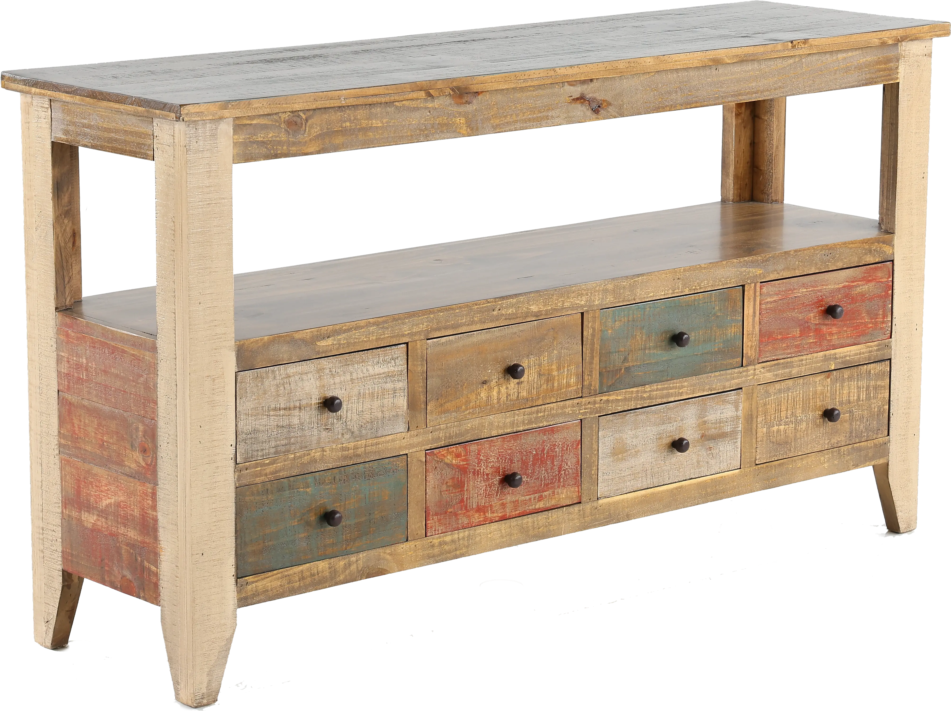 Antique Rustic Pine Console Table-2