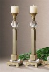 Clearance Coffee Bronze Candle Holder with Crystal Accents