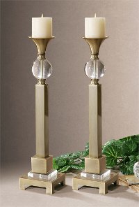 Coffee Bronze Candle Holder with Crystal Accents