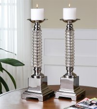 Nickel and Glass Candle Holder