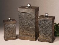 9 Inch Antique Silver Leaf Metal Box with Removable Lid