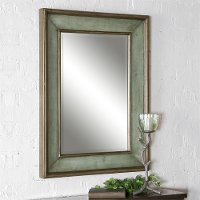 Blue-Green Wood Framed Mirror