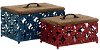 Clearance 9 Inch Red Metal Box with Wooden Lid