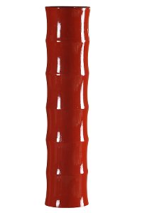 Red Ribbed Bamboo Spun Vase