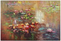Multi Color Water Lily Canvas Wall Art