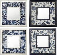 Assorted Navy and White Floral Square Mirror