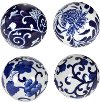 Assorted 4 Inch Blue and White Decorative Ceramic Ball