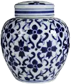 Cobalt Blue and White Jar with Lid