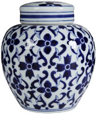 Cobalt Blue and White Jar with Lid
