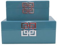 Large Blue Wood Box with Designer Front