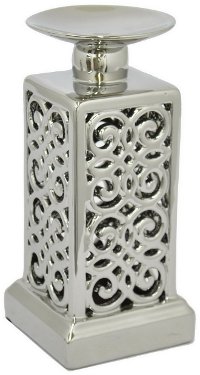Medium Silver Ceramic Candleholder