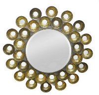Gold Metal Circles Wall Mirror