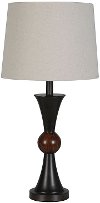 Dark Brown and Walnut Metal Table Lamp
