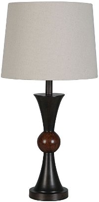 Dark Brown and Walnut Metal Table Lamp