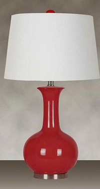 LPSW-013REDWHTSHAD Red Glossy Table Lamp