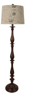LPSW-041SCRIPTSHADE Espresso Polyresin Floor Lamp With Linen Handwriting Shade