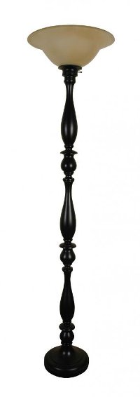 LPS-054/BLKTORCHLAMP Matte Bronze Spindle-Style Floor Lamp