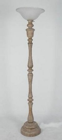 LPSW-126GLASSSHADE Distressed Wood Floor Lamp