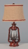 Antique Red Metal Lantern Table Lamp