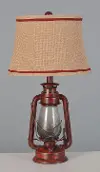 Antique Red Metal Lantern Table Lamp