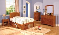 IDF-7903OAK-T Oak Classic Twin Platform Bed - Greece