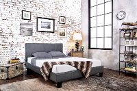 IDF-7008GY-Q Gray Leatherette Queen Platform Bed - Manhattan