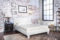 IDF-7008WH-Q White Leatherette Queen Platform Bed - Manhattan