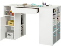 7550729 White Counter Height Craft Table with Storage - Crea