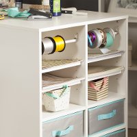 7550729 White Counter Height Craft Table with Storage - Crea-3