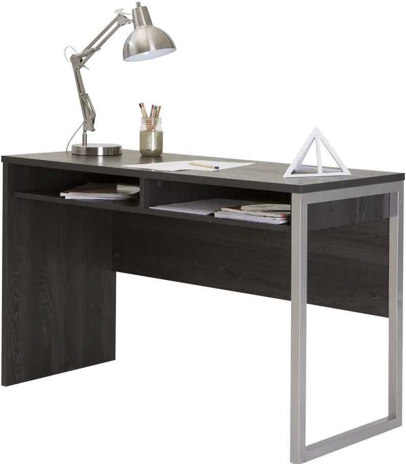 9026070 Gray Oak Desk with Storage - Interface-1