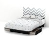 8050093K Black Queen Storage Platform Bed with Gray Decal Headboard (60 Inch) - Step One