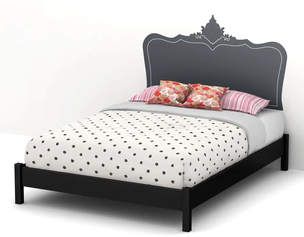 8050095K Step One Black Queen Platform Bed with Legs-1