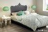 8050096K Black Queen Platform Bed with Decal Headboard (60 Inch) - Step One