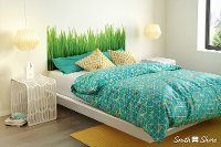 8050098K White Queen Platform Bed with Grass Decal Headboard (60 Inch) - Step One