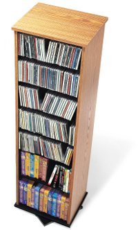 Oak 2-Sided Multimedia Storage Tower