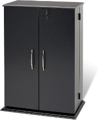 Black Small Locking Multimedia Storage Cabinet-2