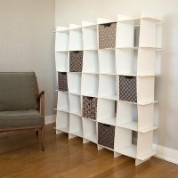 GR025-WAV_WHT White 25 Wave Cube Modern Storage Bookcase - Organization