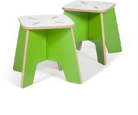 K2S001-GRN_WHT Green 2-Pack Kids Stools - Play Room/Kids