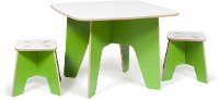 KT2S001-GRN_WHT Green Kids Table and 2 Stools - Play Room/Kids