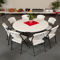 880435 Lifetime 5 Foot Round Stacking Table 15-Pack Almond-5