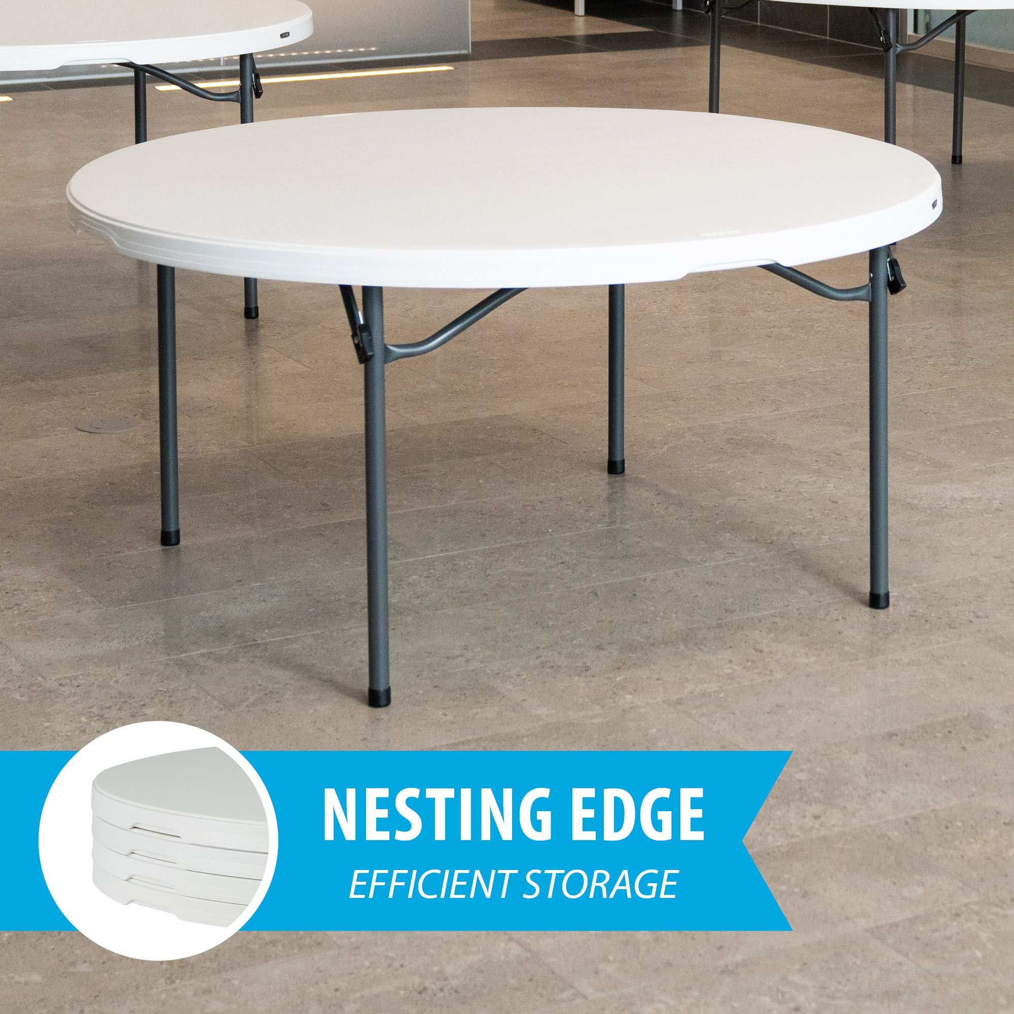 880301 Lifetime 5 Foot Round Stacking Table 15-Pack White-4