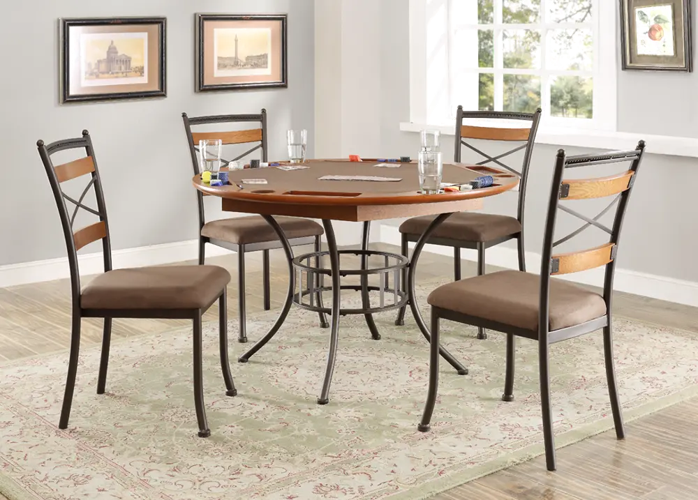 5PC:8098MG/DINING Poker Game Oak Table-1