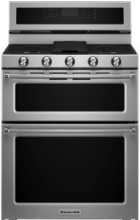 KFGD500ESS KitchenAid Double Oven Gas Range - 6.0 cu. ft. Stainless Steel