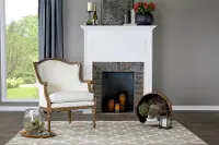 Traditional Off White Accent Chair with Cedar Trim- Charlemagne