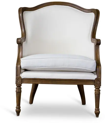 Traditional Off White Accent Chair with Cedar Trim- Charlemagne-2