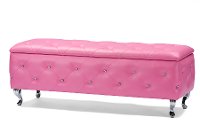 BBT3112-PINK Contemporary Pink Storage Ottoman - Seine